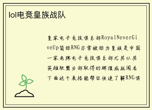lol电竞皇族战队